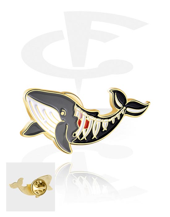 Pins, Pins com design de baleia jubarte, Liga de aço