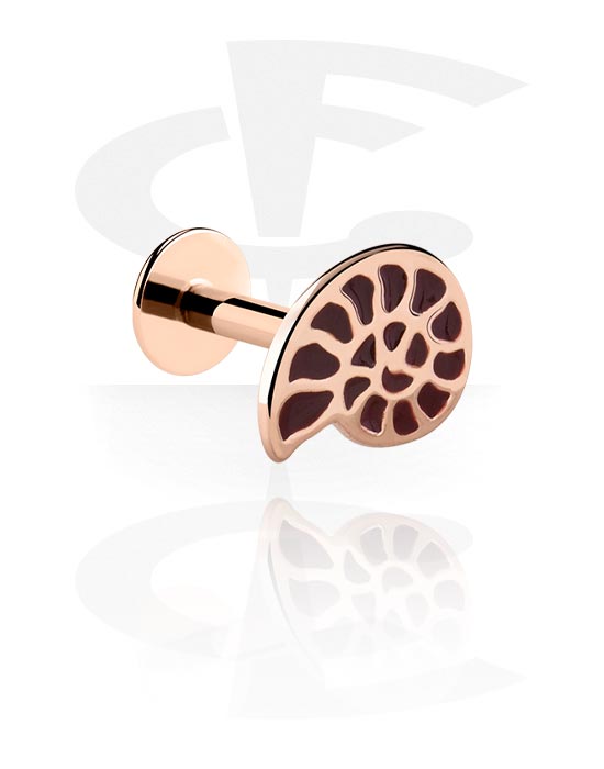 Labrets, Labret (surgical steel, rose gold, shiny finish) with Snail Design, Rose Gold Plated Surgical Steel 316L, Rose Gold Plated Brass