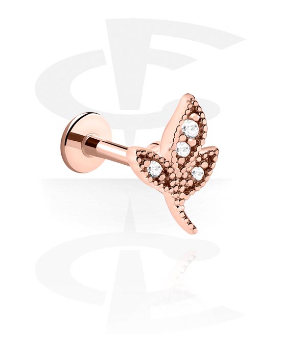 Labrets, Labret (surgical steel, rose gold, shiny finish) with crystal stones, Rose Gold Plated Surgical Steel 316L, Rose Gold Plated Brass