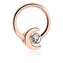 Rinke, Obroček z bunkico (kirurško jeklo, srebrn, sijoč zaključek) s/z Kristalni kamni, Z rožnatim zlatom pozlačeno kirurško jeklo 316L ,  Z rožnatim zlatom pozlačena medenina