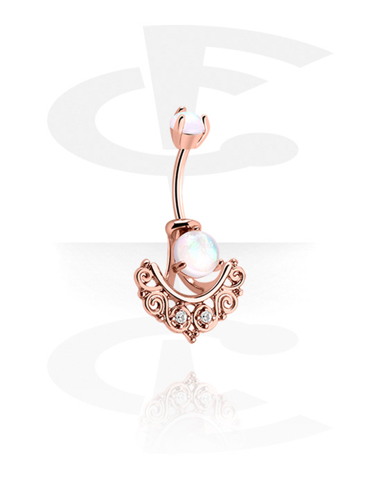 Curved Barbells, Fashion Banana, Rose Gold Plated Surgical Steel 316L, Plated Brass
