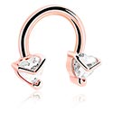 Barres Circulaires, Barre circulaire avec accessoire coeur, Acier chirurgical 316L ,  Plaqué or rose ,  Laiton plaqué or rose