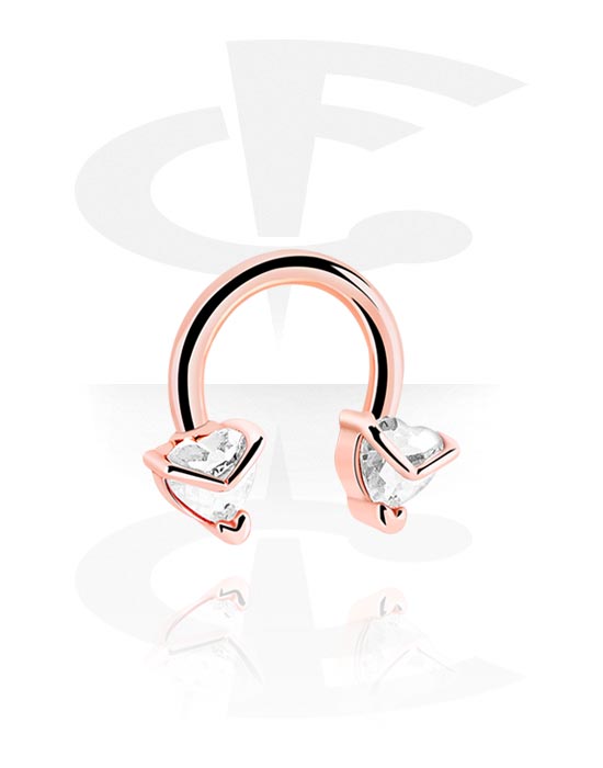 Circular Barbells, Circular Barbell with heart attachment, Rose Gold Plated Surgical Steel 316L, Rose Gold Plated Brass