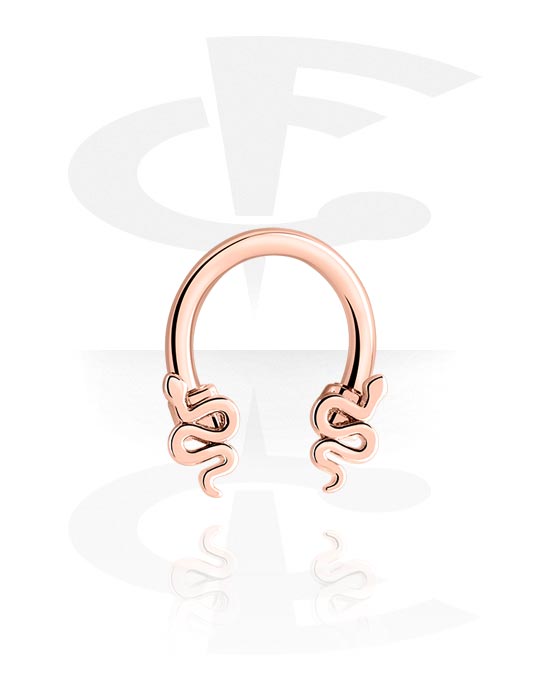 Sirkulære barbeller, Sirkulære barbeller med slangedesign, Rosegold Plated Surgical Steel 316L, Rosegold Plated Brass