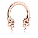 Kruhové činky, Kruhová činka s designem had, Chirurgická ocel 316L pozlacená růžovým zlatem, Mosaz pozlacená růžovým zlatem