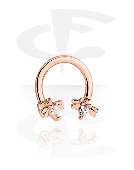 Sirkulære barbeller, Sirkulære barbeller med fester, Rosegold Plated Surgical Steel 316L, Rosegold Plated Brass