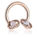 Circular barbells, Ronde barbell met UFO-motief, Met roségoud verguld chirurgisch staal, Messing met roségoud verguld