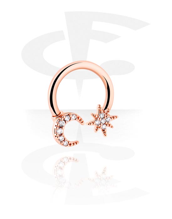 Circular Barbells, Circular Barbell with crystal stones, Rose Gold Plated Surgical Steel 316L, Rose Gold Plated Brass