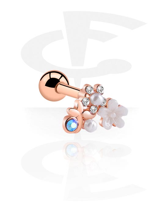 Helix & Tragus, Tragus-piercing, Rosegold Plated Surgical Steel 316L, Rosegold Plated Brass
