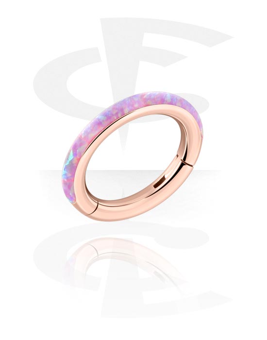 Piercing Ringe, Piercing-clicker (kirurgisk stål, rosenguld, blank finish) med Syntetisk opal, Rosaforgyldt kirurgisk stål 316L