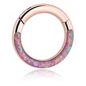 Rinke, Rinka kliker (kirurško jeklo, rožnatozlata, sijoč zaključek) s/z Umetni opal, Z rožnatim zlatom pozlačeno kirurško jeklo 316L