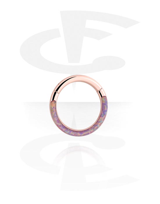 Piercing Ringe, Piercing-Klicker (Chirurgenstahl, rosegold, glänzend) mit synthetischem Opal, Rosé-Vergoldeter Chirurgenstahl 316L