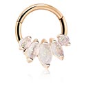 Pírsingové krúžky, Pírsingový clicker (chirurgická oceľ, ružové zlato, lesklý povrch) s kryštálové kamene, Chirurgická oceľ 316L pozlátená ružovým zlatom, Mosadz pozlátená ružovým zlatom