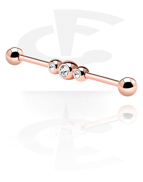 Barbells, Industrial Barbell, Rose Gold Plated Surgical Steel 316L, Rose Gold Plated Brass