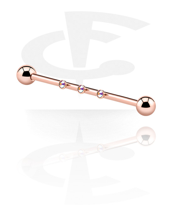 Barbells, Industrial Barbell, Rose Gold Plated Surgical Steel 316L, Plated Brass