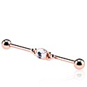 Barbells, Industrial Barbell, Rose Gold Plated Surgical Steel 316L, Rose Gold Plated Brass