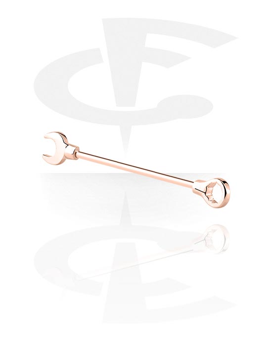 Barbeller, Industriell barbell, Rosegold Plated Surgical Steel 316L, Rosegold Plated Brass