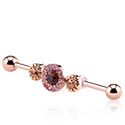 Barbells, Industrial Barbell, Surgical Steel 316L, Rose Gold Plated Brass