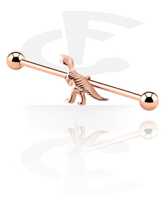 Barbells, Industrial Barbell, Rose Gold Plated Surgical Steel 316L, Rose Gold Plated Brass