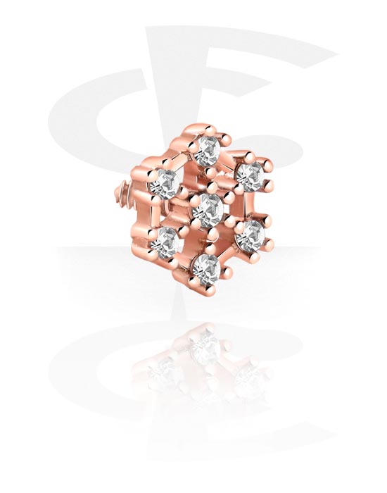 Balls, Pins & More, Attachment for Internally Threaded Pins with snowflake design, Rose Gold Plated Brass