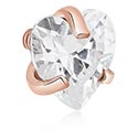 Balls, Pins & More, Attachment for internally threaded pins (surgical steel, rosegold, shiny finish) with crystal heart, Rose Gold Plated Surgical Steel 316L