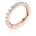 Piercing clicker (surgical steel, rose gold, shiny finish) with crystal stones