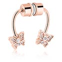 Fejkpiercingar, Magnetic Fake Septum med fjärilsdesign och kristallstenar, Roséförgyllt kirurgiskt stål 316L ,  Roséförgylld mässing