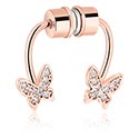 Fejkpiercingar, Magnetic Fake Septum med fjärilsdesign och kristallstenar, Roséförgyllt kirurgiskt stål 316L ,  Roséförgylld mässing
