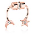 Fejkpiercingar, Magnetic Fake Septum med Stjärna och Half moon design, Roséförgyllt kirurgiskt stål 316L, Roséförgylld mässing