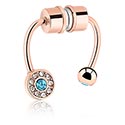 Fejkpiercingar, Magnetic Fake Septum med kristallstenar, Roséförgyllt kirurgiskt stål 316L ,  Roséförgylld mässing