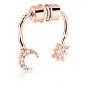 Fejkpiercingar, Magnetic Fake Septum med Stjärna och Half moon design, Roséförgyllt kirurgiskt stål 316L, Roséförgylld mässing