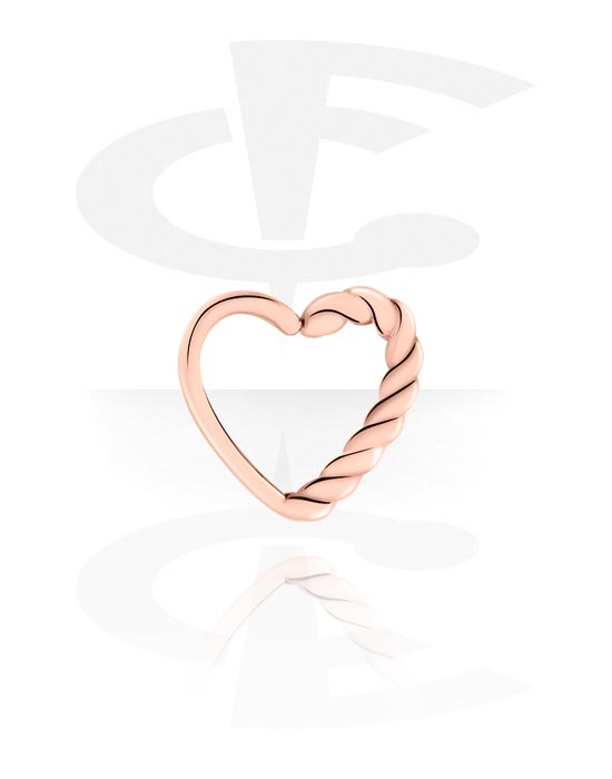 Piercing Rings, Heart-shaped continuous ring (surgical steel, rose gold, shiny finish), Rose Gold Plated Brass