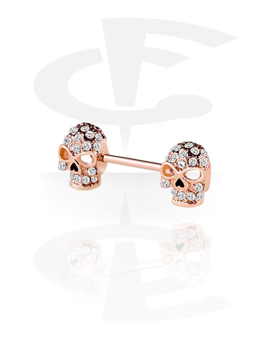 Nipple Piercings, Nipple Barbell, Rose Gold Plated Surgical Steel 316L, Rose Gold Plated Brass