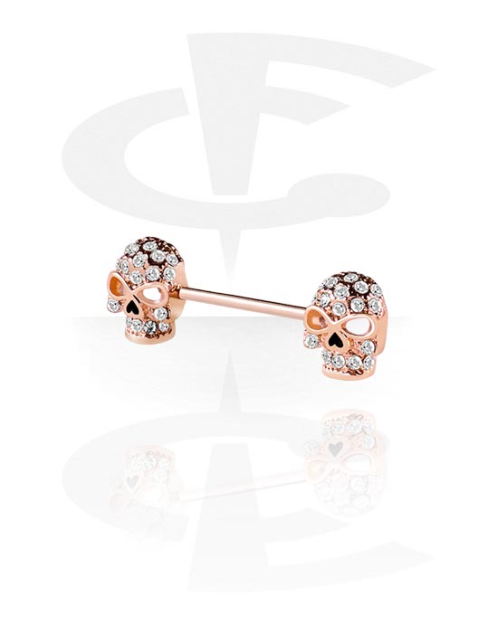 Nipple Piercings, Nipple Barbell, Rose Gold Plated Surgical Steel 316L, Rose Gold Plated Brass