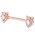 Piercings téton, Barre pour piercing téton, Acier chirurgical 316L ,  Plaqué or rose, Laiton plaqué or rose