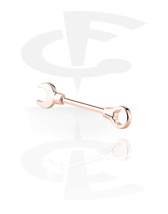 Piercings téton, Barre pour piercing téton, Acier chirurgical 316L ,  Plaqué or rose, Laiton plaqué or rose