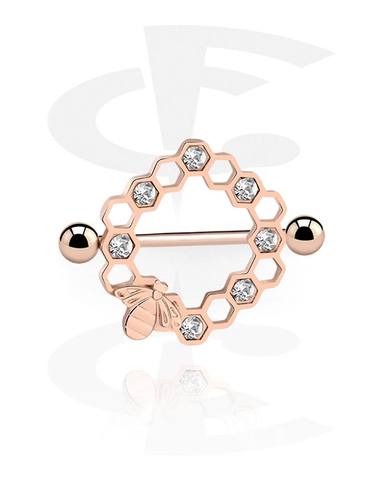 Nipple Piercings, Nipple Shield, Rose Gold Plated Surgical Steel 316L, Rose Gold Plated Brass