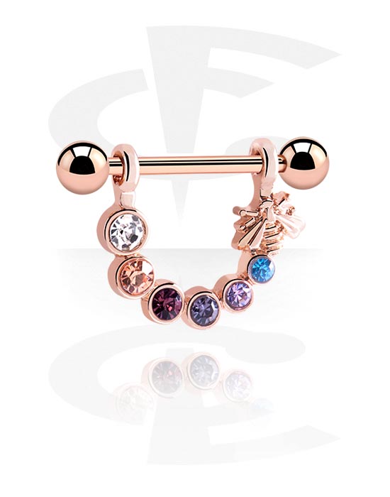 Nipple Piercings, Nipple Shield, Rose Gold Plated Surgical Steel 316L, Rose Gold Plated Brass