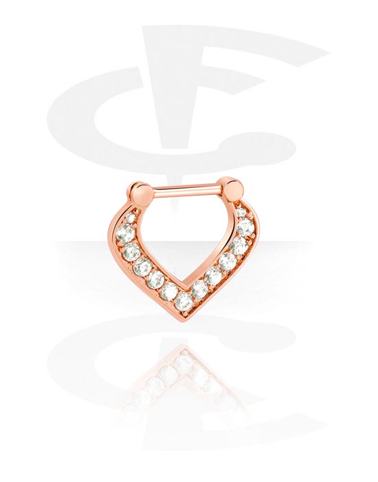 Nose Jewelry & Septums, Septum Clicker with crystal stones, Rose Gold Plated Surgical Steel 316L