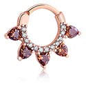 Piercing Ringe, Piercing-Klicker (Chirurgenstahl, rosegold, glänzend) mit Kristallsteinchen, Rosé-Vergoldeter Chirurgenstahl 316L
