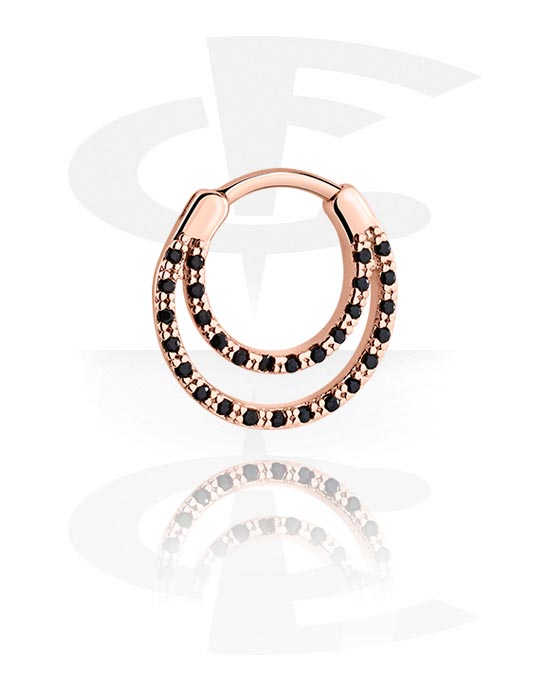 Piercinggyűrűk, Multi-purpose clicker (surgical steel, rose gold, shiny finish) val vel Kristálykövek, Rózsa-aranyozott sebészeti acél, 316L