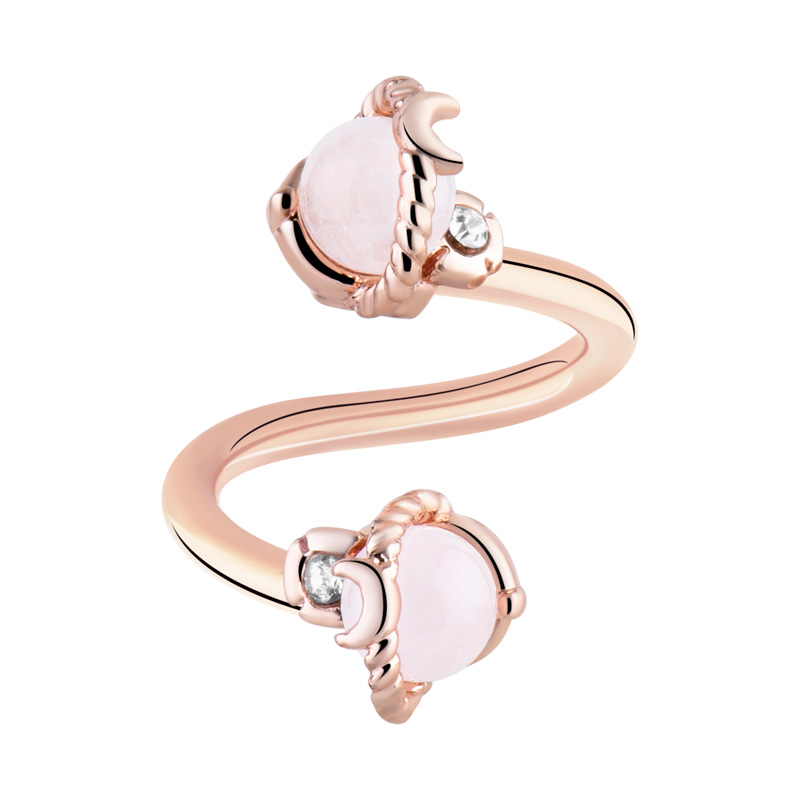 Spirale avec pierres en cristal Acier chirurgical 316L / Plaqué or rose/Laiton plaqué or rose Spirales