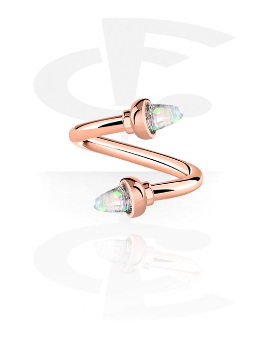 Spirals, Spiral with attachment, Rose Gold Plated Surgical Steel 316L ,  Rose Gold Plated Brass