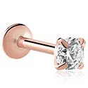 Labreti, Labret z notranjim navojem (titan, rožnatozlat, sijoč zaključek) s/z Kristalni kamen, Titan ASTM F136