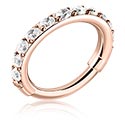 Anneaux, Piercing clicker (titane, or rosé, finition brillante) avec pierres en cristal, Titane ASTM F136