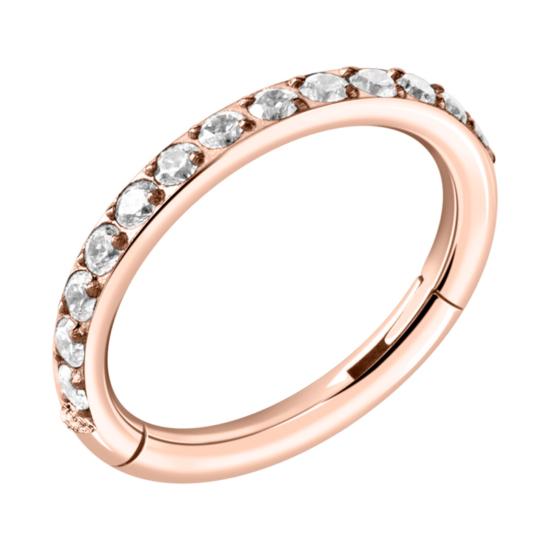 Piercing clicker (titane, or rosé, finition brillante) avec pierres en cristal Titane ASTM F136 Anneaux