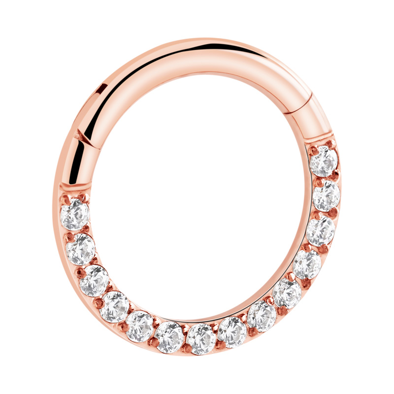 Piercing clicker (titane, or rosé, finition brillante) avec pierres en cristal Titane ASTM F136 Anneaux