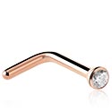 Nosovky a krúžky do nosa, Rovná nosovka (chirurgická oceľ, ružové zlato, lesklý povrch) s Kryštálový kameň, Titán ASTM F136
