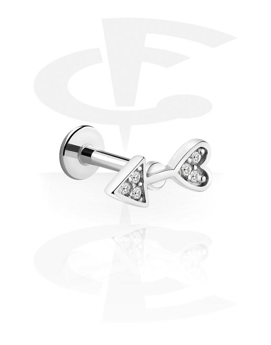 Labrets, Labret (surgical steel, silver, shiny finish) with arrow design, Surgical Steel 316L, Plated Brass