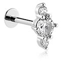 Labreti, Labret (surgical steel, silver, shiny finish) s/z Kristalni kamni, Kirurško jeklo 316L ,  Prevlečena medenina